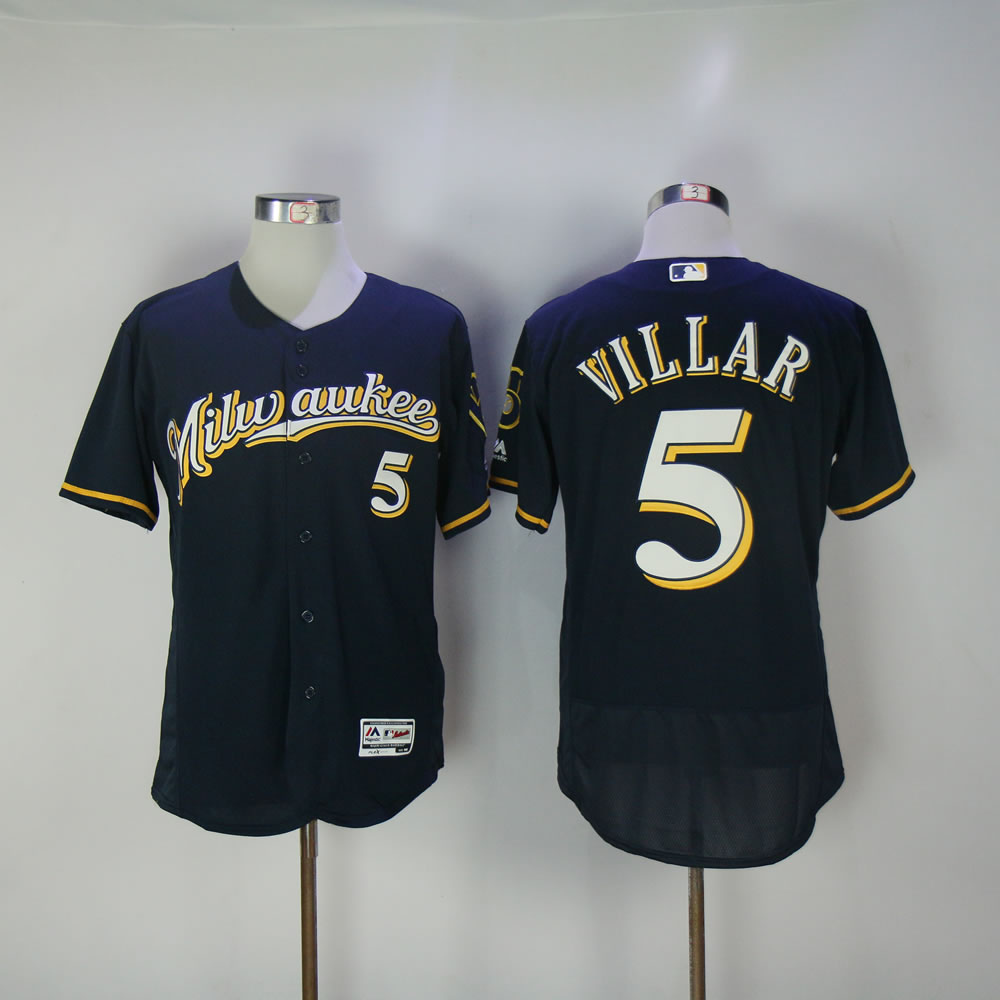 Men Milwaukee Brewers #5 Villar Blue Elite MLB Jerseys->milwaukee brewers->MLB Jersey